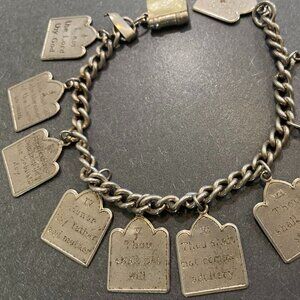 Ten Commandments charm bracelet BROKEN please read